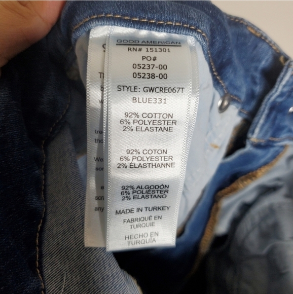 Good American Good Waist Crop Blue High Rise Distressed Skinny Jeans - Picture 11 of 11